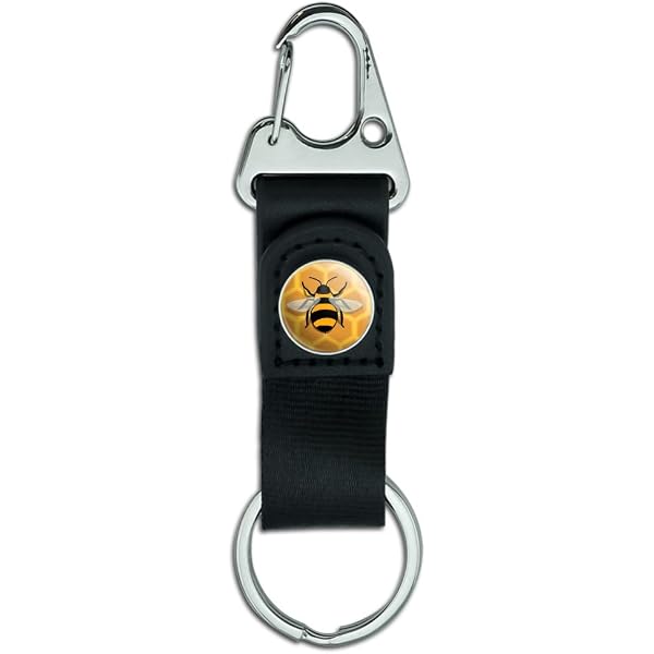 Amazon.com: Bee on Honeycomb Keychain with Leather Fabric Belt
